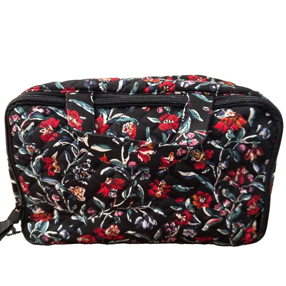 VERA BRADLEY ULTIMATE TRAVEL CASE PERENNIALS NOIR MAKE UP BAG TOILETRIES